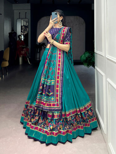 Sky Silk Printed Lehenga Set ClothsVilla