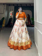 Load image into Gallery viewer, Soft Cotton Orange Floral Print Lehenga Co-ord Set ClothsVilla