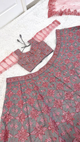 Soft Gray Thai Silk Embroidered Lehenga Choli ClothsVilla