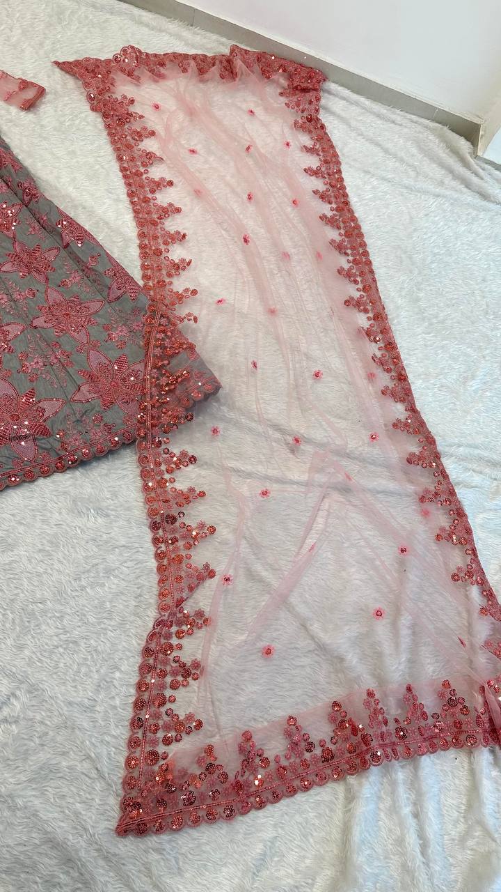 Soft Gray Thai Silk Embroidered Lehenga Choli ClothsVilla
