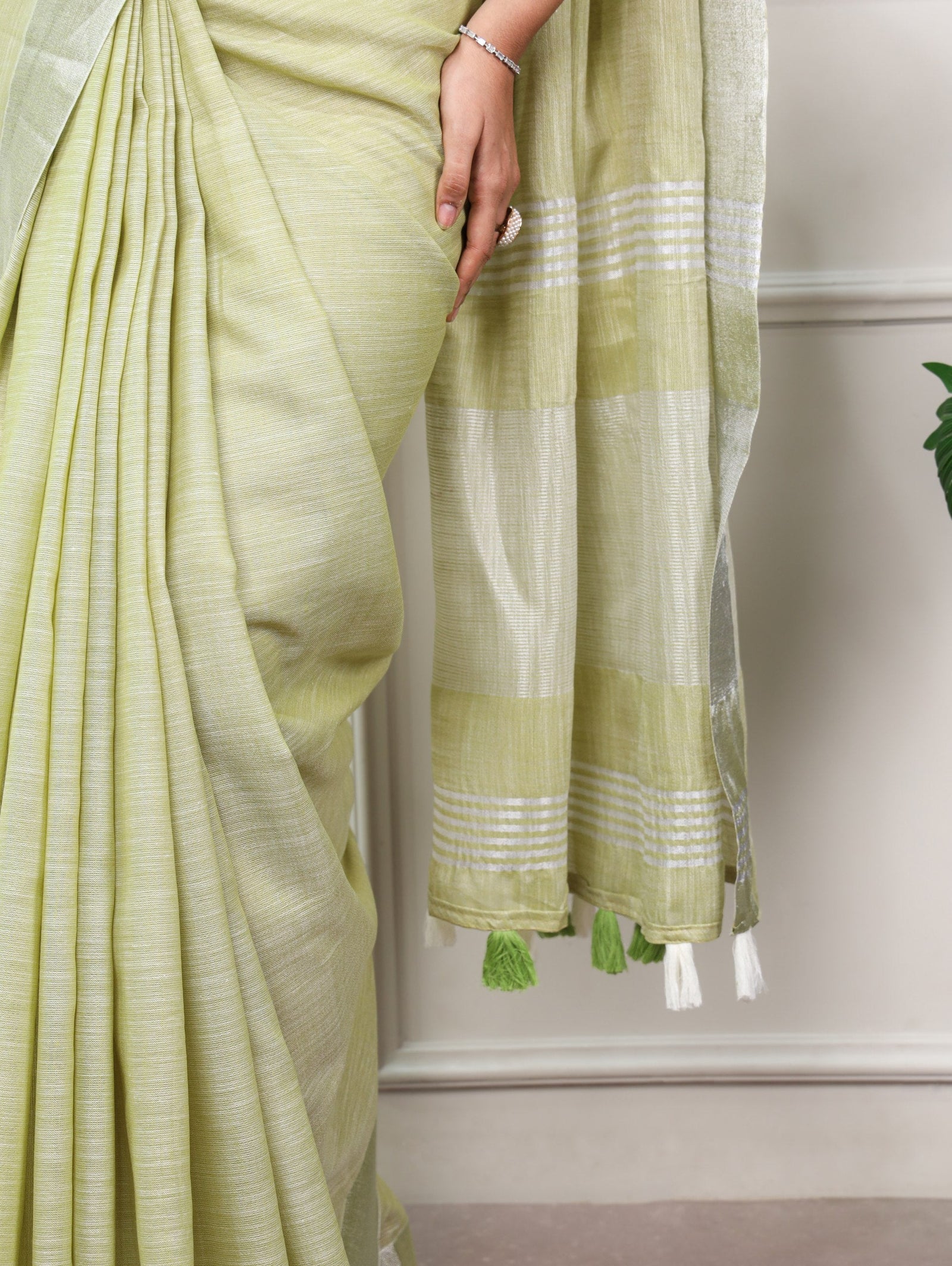 Soft Linen Saree with Zari Border ClothsVilla