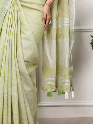 Soft Linen Saree with Zari Border ClothsVilla