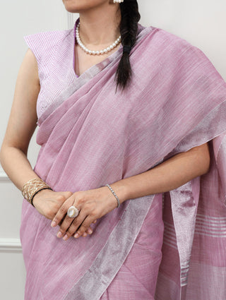 Soft Linen Saree with Zari Border ClothsVilla