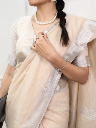 Soft Linen Saree with Zari Border ClothsVilla