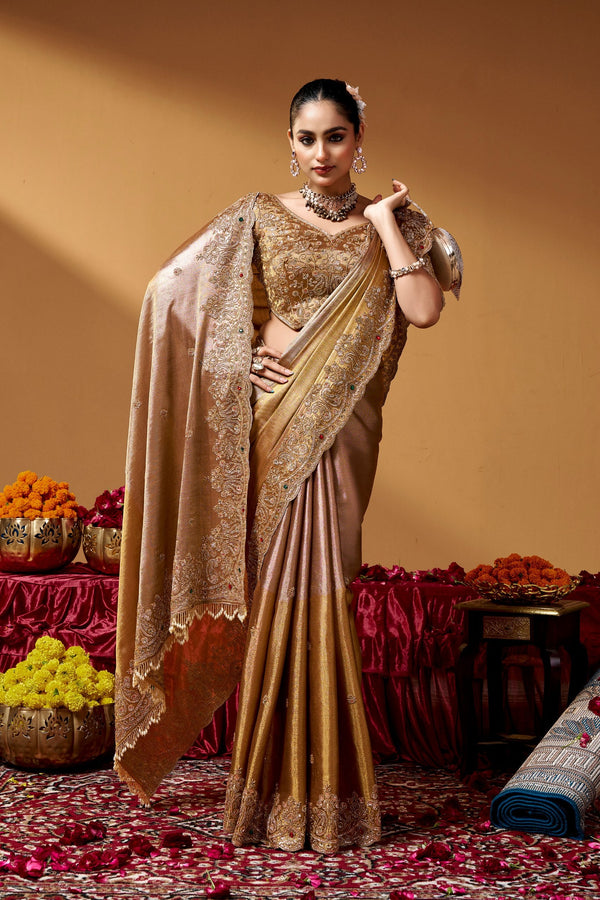 Sona Chandi Tissue Saree with Hand work ClothsVilla