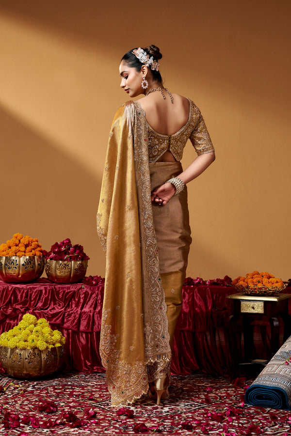 Sona Chandi Tissue Saree with Hand work ClothsVilla