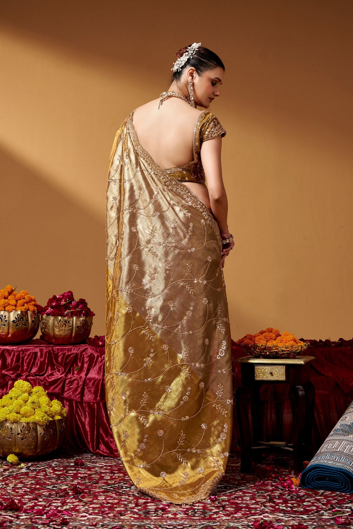 Sona Chandi Tissue Saree with Hand work ClothsVilla