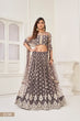 Load image into Gallery viewer, Space Gray Sophisticated  Butterfly Net Lehenga Set with White Thread and Sequence Embroidery