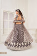 Load image into Gallery viewer, Space Gray Sophisticated  Butterfly Net Lehenga Set with White Thread and Sequence Embroidery