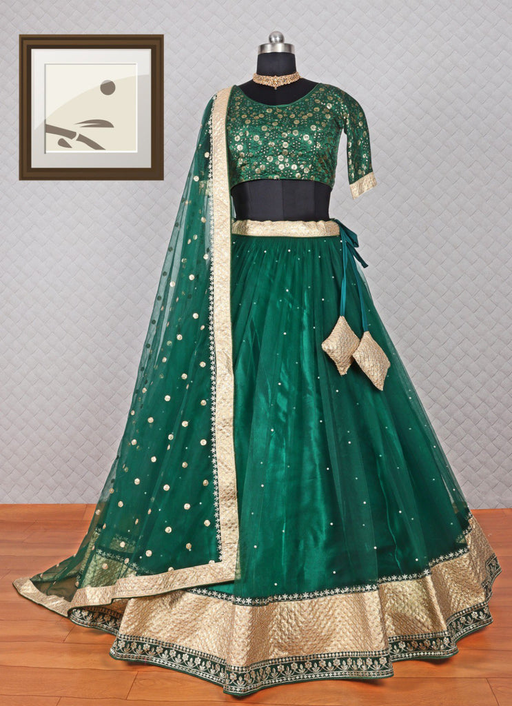 Sparkling Elegance: Embroidered Nylon Net Lehenga Choli ClothsVilla