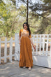 Load image into Gallery viewer, Sparkling Multithreaded Embroidered Faux Georgette Mustard Yellow Gown with Puff Sleeves ClothsVilla