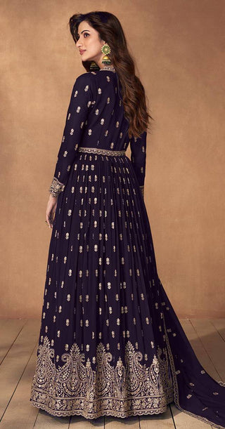 Steel Grey Embroidered Faux Georgette Lehenga Set with Dupatta ClothsVilla