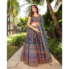 Load image into Gallery viewer, Stunning Blue Chinon Lehenga Choli with Multicolor Thread &amp; Sequin Work ClothsVilla