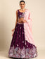 Stunning Burgundy Sequinned Georgette Lehenga Choli Set ClothsVilla