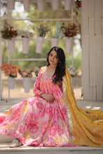 Load image into Gallery viewer, Stunning Digital Printed Russian Silk Pink Dress with Embroidered Dupatta ClothsVilla