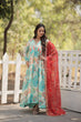 Load image into Gallery viewer, Stunning Digital Printed Russian Silk Sky Blue Dress with Embroidered Dupatta ClothsVilla