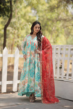 Load image into Gallery viewer, Stunning Digital Printed Russian Silk Sky Blue Dress with Embroidered Dupatta ClothsVilla