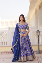 Load image into Gallery viewer, Stunning Dyeable Viscose Jacquard Blue Lehenga Set with Embroidered Sequins ClothsVilla