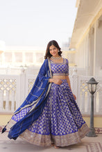 Load image into Gallery viewer, Stunning Dyeable Viscose Jacquard Blue Lehenga Set with Embroidered Sequins ClothsVilla