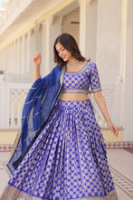 Load image into Gallery viewer, Stunning Dyeable Viscose Jacquard Blue Lehenga Set with Embroidered Sequins ClothsVilla