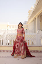 Load image into Gallery viewer, Stunning Dyeable Viscose Jacquard Red Lehenga Set with Embroidered Sequins ClothsVilla