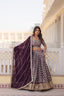 Stunning Dyeable Viscose Jacquard Wine Lehenga Set with Embroidered Sequins ClothsVilla