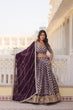 Load image into Gallery viewer, Stunning Dyeable Viscose Jacquard Wine Lehenga Set with Embroidered Sequins ClothsVilla