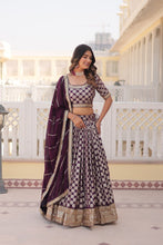 Load image into Gallery viewer, Stunning Dyeable Viscose Jacquard Wine Lehenga Set with Embroidered Sequins ClothsVilla