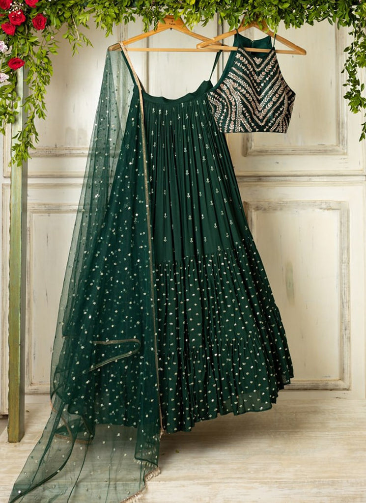 Stunning Georgette Lehenga Set with Cascading Sequins and Stonework ClothsVilla