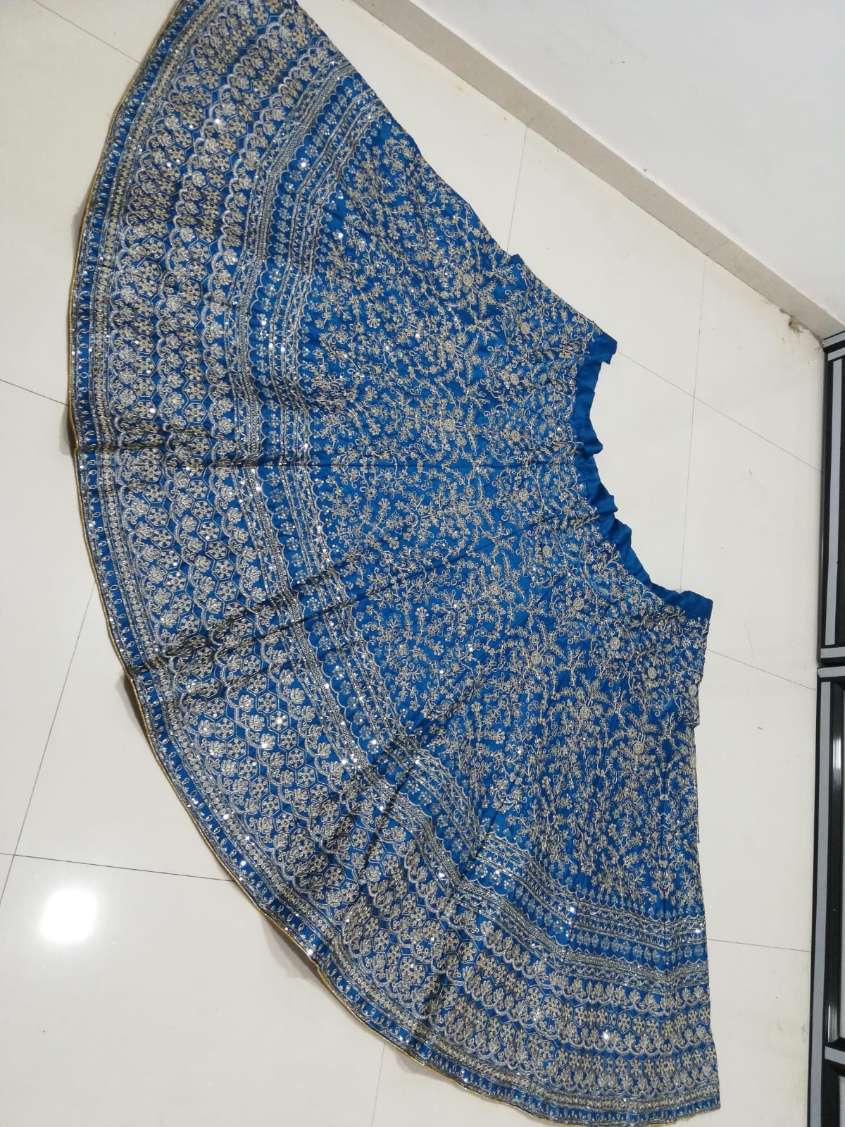 Stunning Blue Lehenga Choli Set with Embroidered Sequins Secondary image