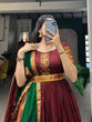Load image into Gallery viewer, Stunning Maroon Traditional Narayanpet Gown with Dupatta &amp; Belt ClothsVilla