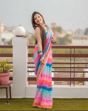 Load image into Gallery viewer, Stunning Multicolor Faux Georgette Partywear Sequence Saree with Designer Blouse ClothsVilla