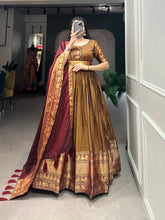 Load image into Gallery viewer, Stunning Mustard Traditional Narayanpet Gown with Dupatta &amp; Belt ClothsVilla
