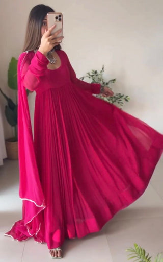 Stunning Pink Anarkali Suit Set with Gota Patti Work and Dupatta ClothsVilla