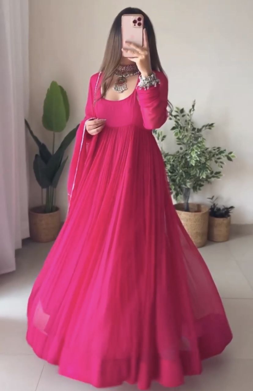 Stunning Pink Anarkali Suit Set with Gota Patti Work and Dupatta ClothsVilla