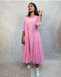Load image into Gallery viewer, Stunning Pink Zik Zak Georgette Jacket Kurti with Flared Silhouette ClothsVilla