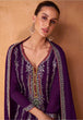 Load image into Gallery viewer, Stunning Purple Embroidered Chinon Salwar Suit Set with Dupatta ClothsVilla