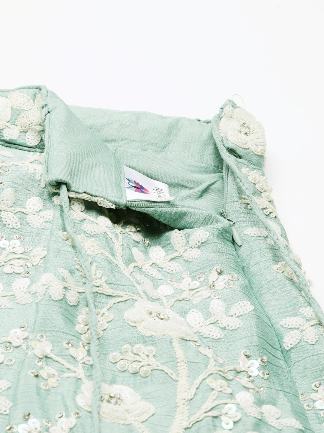 Stunning Sea Green Chinon Lehenga with Zardosi Embroidery and Sequins ClothsVilla