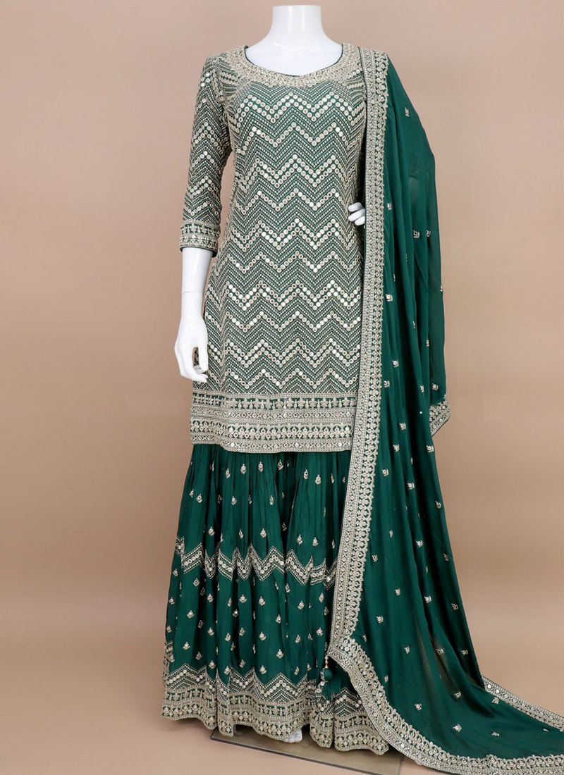 Stunning Sequined Embroidered Sharara Suit ClothsVilla Main image