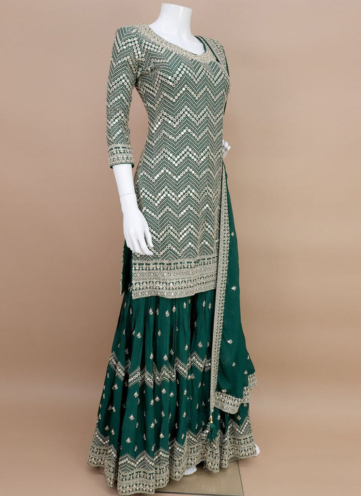 Stunning Sequined Embroidered Sharara Suit ClothsVilla