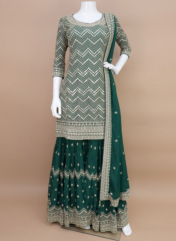 Stunning Sequined Embroidered Sharara Suit ClothsVilla