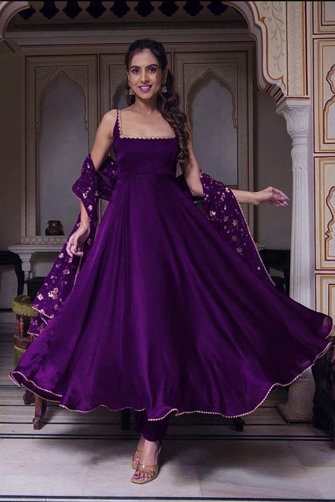 Stunning Violet Faux Georgette Anarkali Suit ClothsVilla Main image
