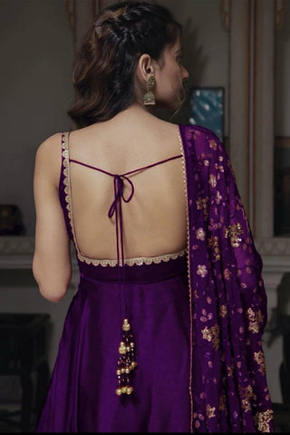 Stunning Violet Faux Georgette Anarkali Suit ClothsVilla