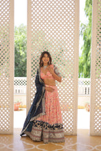 Load image into Gallery viewer, Stunning Viscose Jacquard Light Pink Lehenga Set with Embroidered Sequins and Faux Blooming Dupatta ClothsVilla