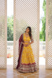 Load image into Gallery viewer, Stunning Viscose Jacquard Yellow Lehenga Set with Embroidered Sequins and Faux Blooming Dupatta ClothsVilla