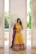 Load image into Gallery viewer, Stunning Viscose Jacquard Yellow Lehenga Set with Embroidered Sequins and Faux Blooming Dupatta ClothsVilla
