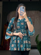 Load image into Gallery viewer, Stylish Teal Printed Cotton Tunic ClothsVilla