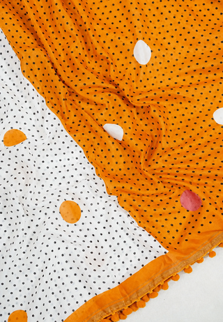 Sunlit Marigold Yellow Mul Cotton Saree ClothsVilla