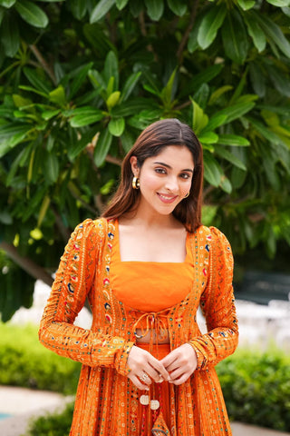 Sunset Soiree 3-Piece Matching Set - Crop Top, Palazzo Pants & Shrug ClothsVilla
