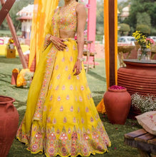 Load image into Gallery viewer, Sunshine Soiree Radiant Haldi Yellow Georgette Designer Lehenga Choli Set ClothsVilla